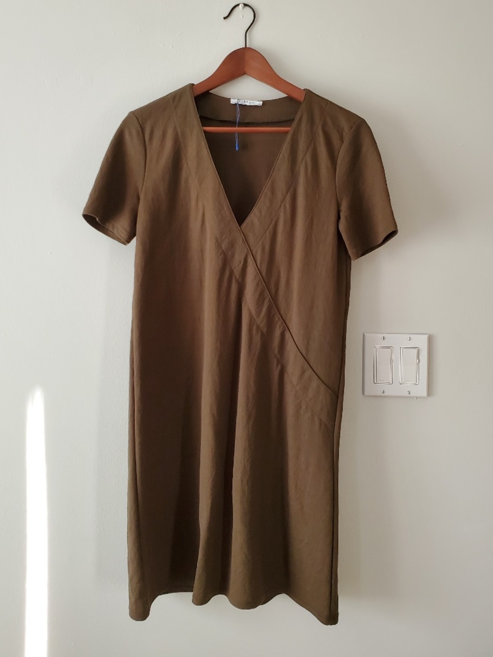 Zara Green Vneck T-shirt Dress | Size Small
